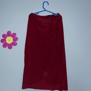 Deep Red wrap midi skirt